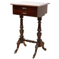 Antique Walnut Table with Sewing Supplies Storage, circa 1880