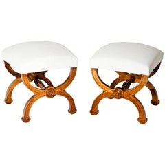 Antique Walnut Tabourets, Second Half of the 19th Century