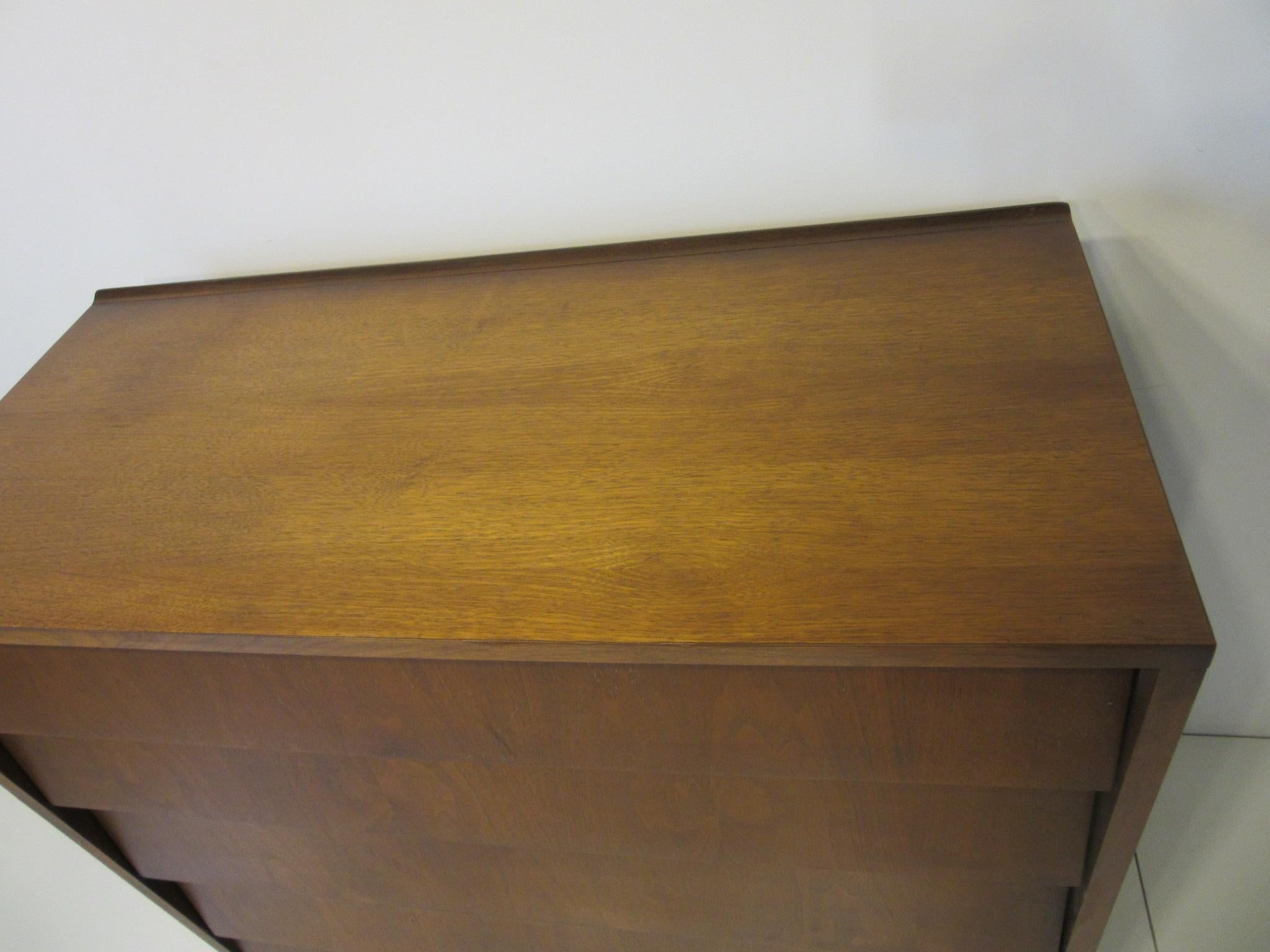 North American Walnut Tall Dresser/ Chest in the Style of Knoll