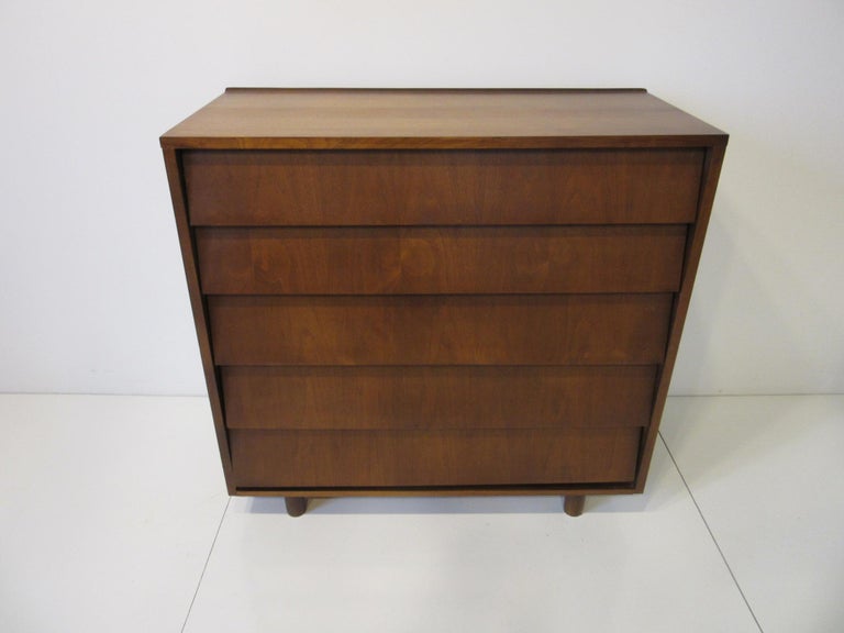 Walnut Tall Dresser Chest In The Style Of Knoll For Sale At 1stdibs