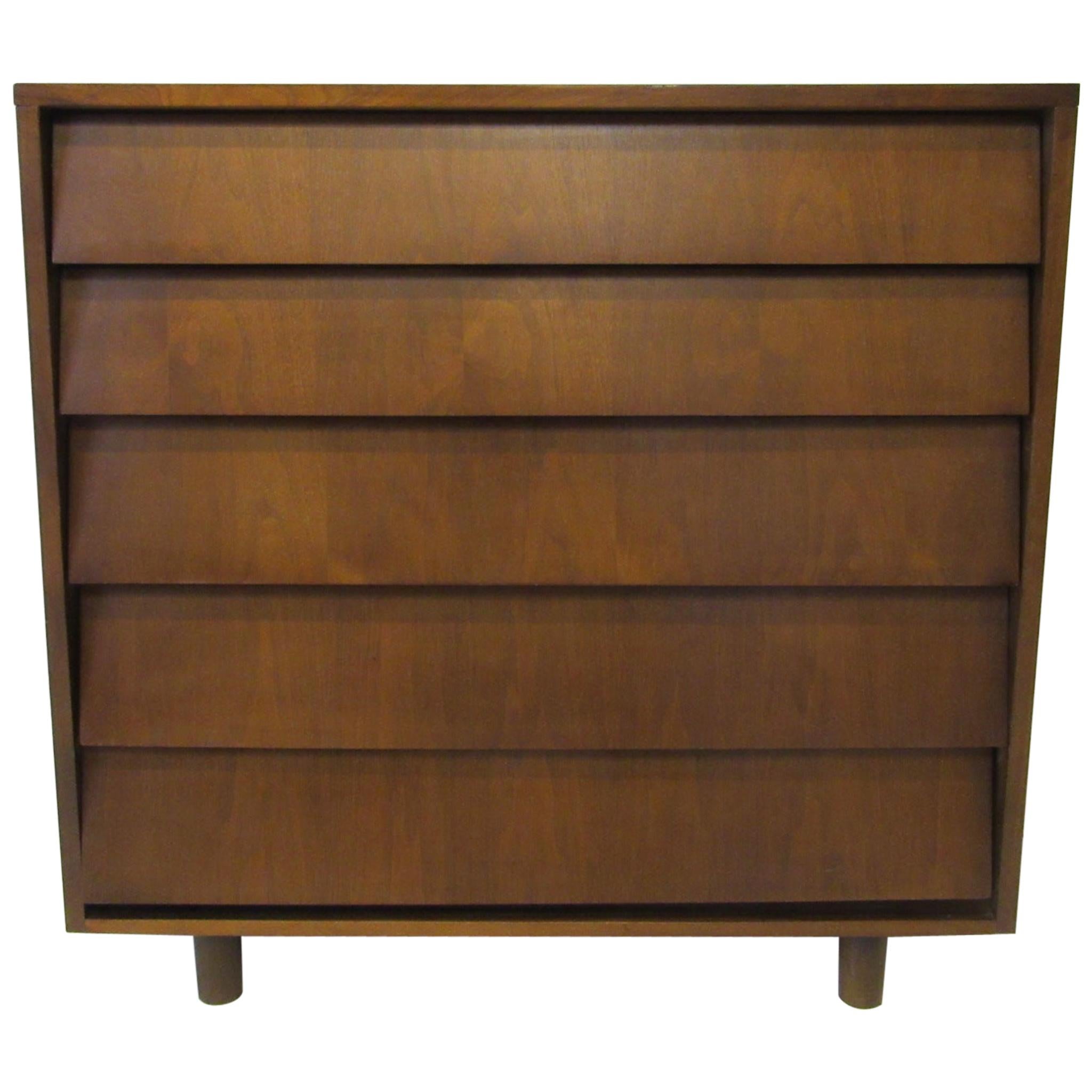 Walnut Tall Dresser/ Chest in the Style of Knoll