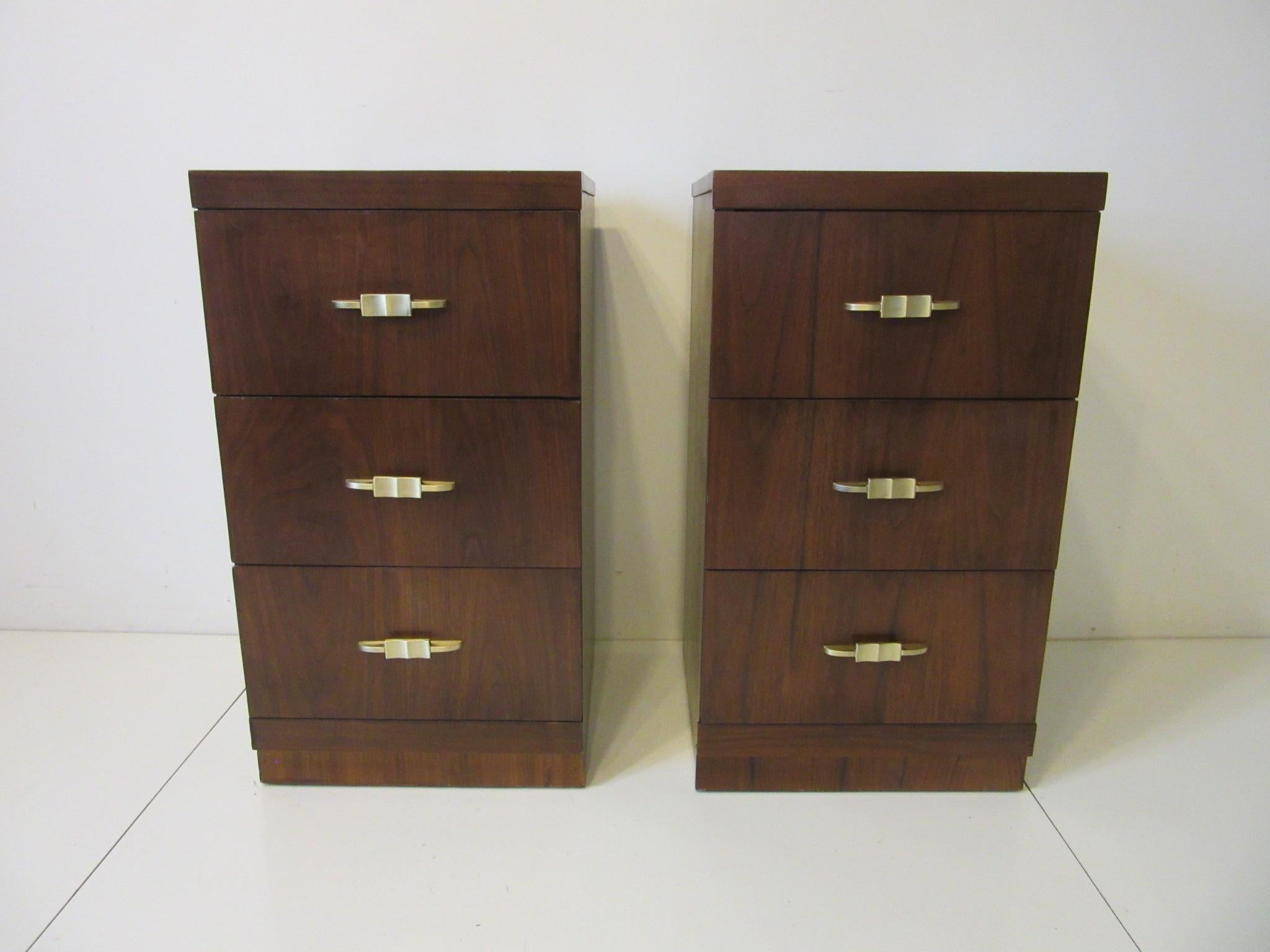 Wood Rosewood Taller Nightstands Midcentury