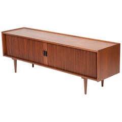 Merton L. Gershun for Dillingham Walnut Tambour Door Credenza