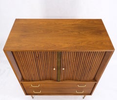 Walnut Tambour Doors Brass Hardware Serpentine Front 8 Drawers Dresser MINT!