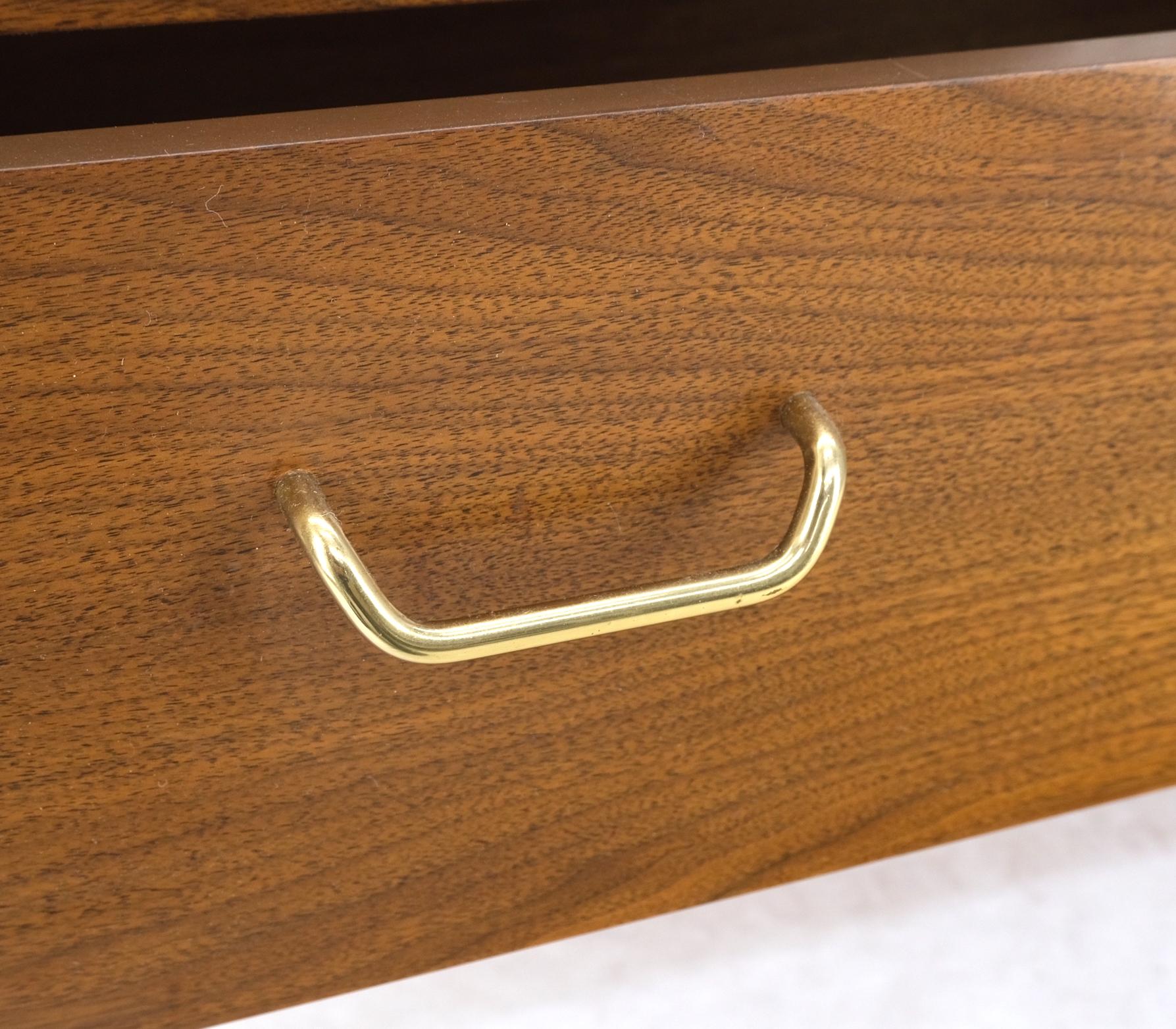 American Walnut Tambour Doors Brass Hardware Serpentine Front 8 Drawers Dresser MINT! For Sale