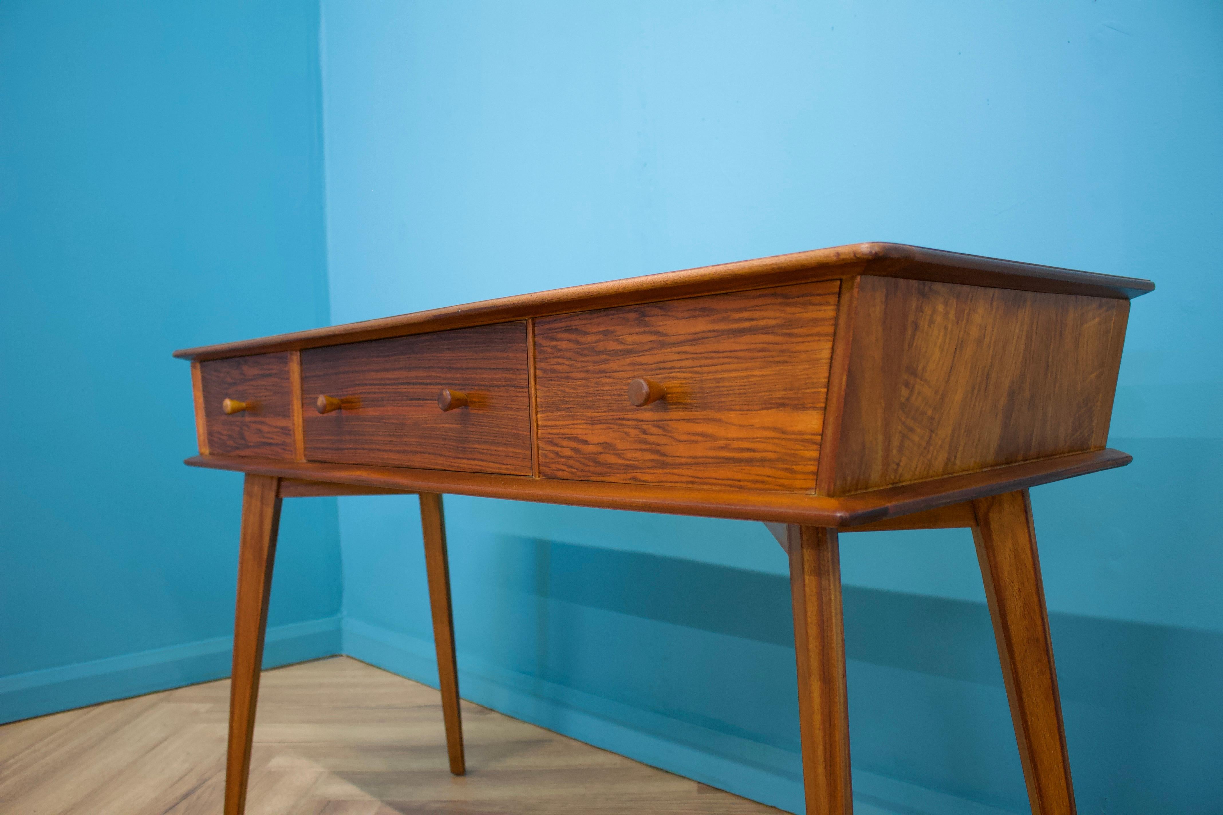 Walnut & Teak Dressing Table from Crown Furniture, 1960s For Sale 1