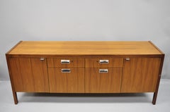 Walnut & Teak Knoll Style Credenza Cabinet Attributed to Stow Davis