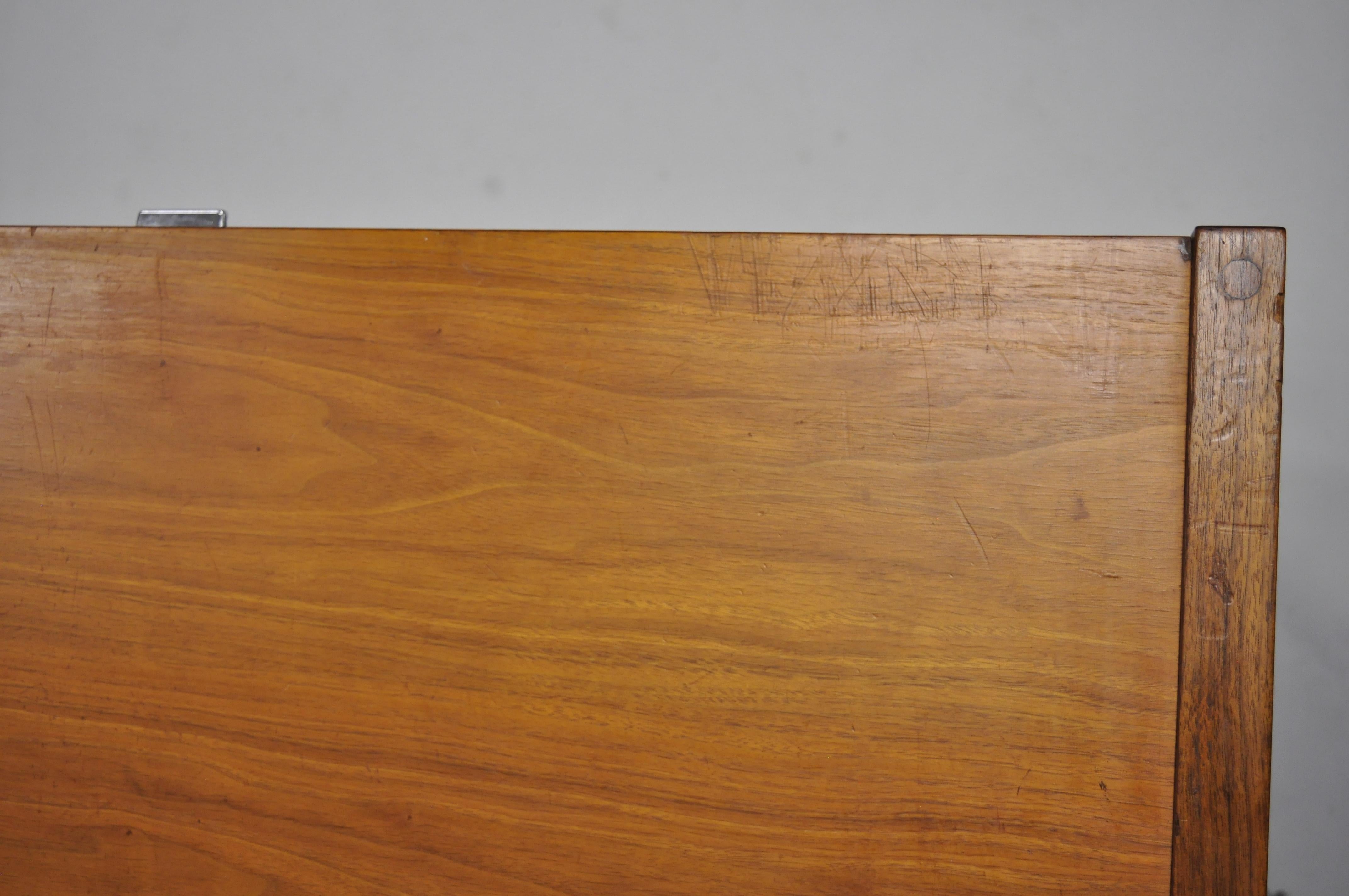 Veneer Walnut & Teak Knoll Style Credenza Cabinet Attributed to Stow Davis