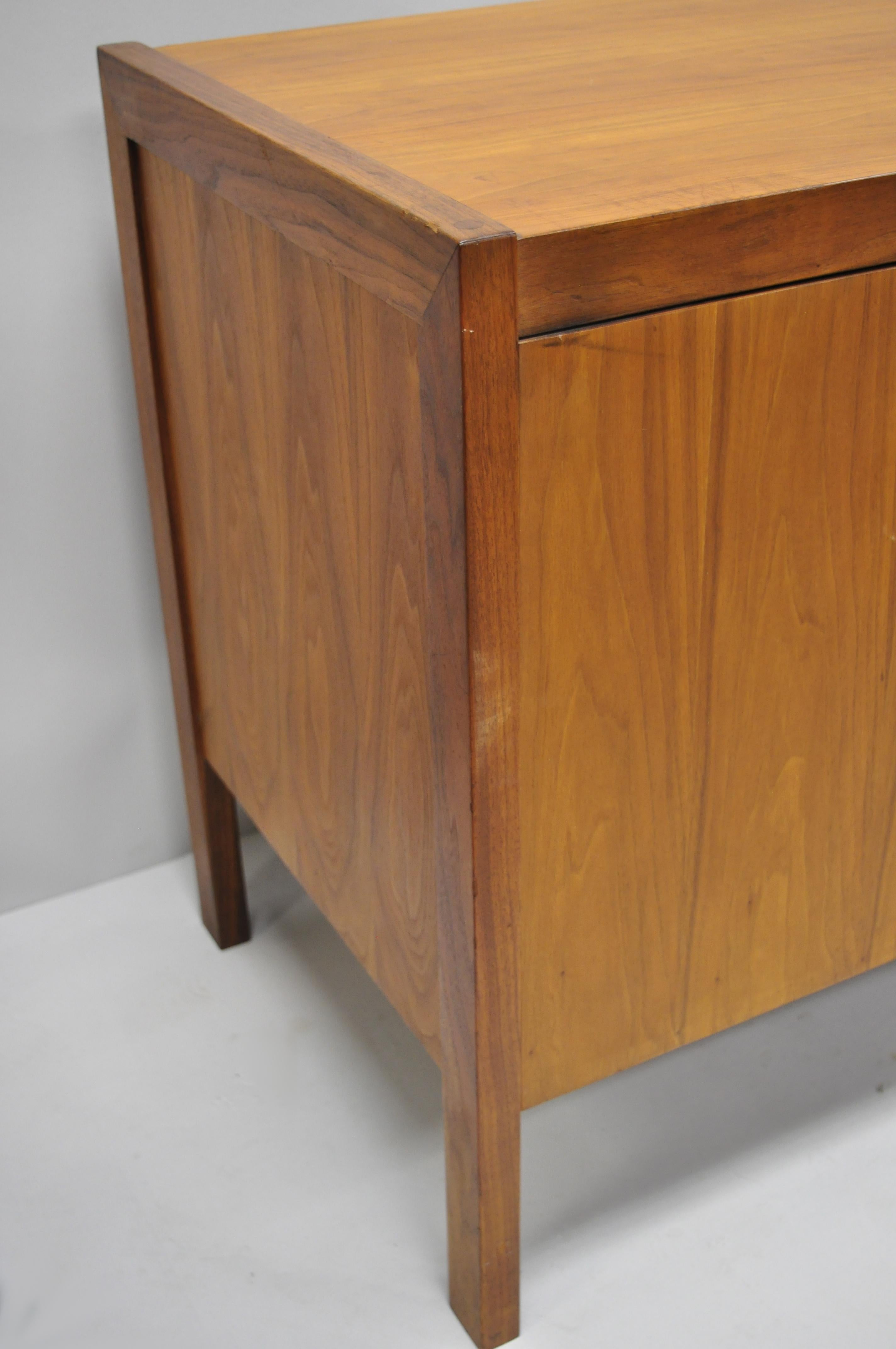 Walnut & Teak Knoll Style Credenza Cabinet Attributed to Stow Davis 1