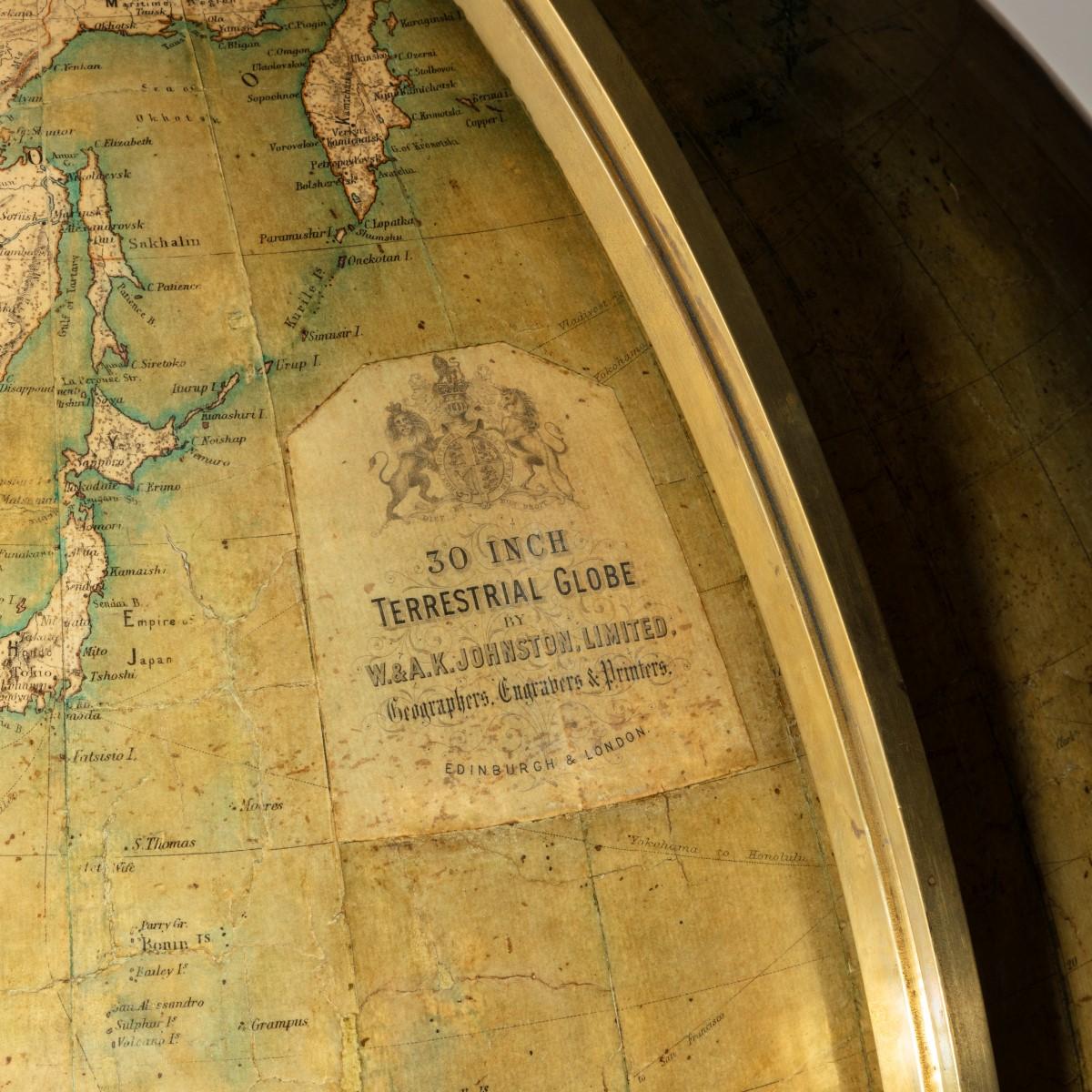 English Walnut Terrestrial Globe by W & AK Johnston of Edinburgh & London