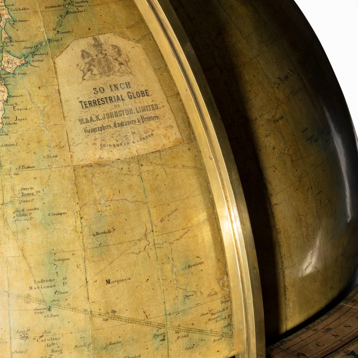 Walnut Terrestrial Globe by W & AK Johnston of Edinburgh & London In Good Condition In Lymington, Hampshire