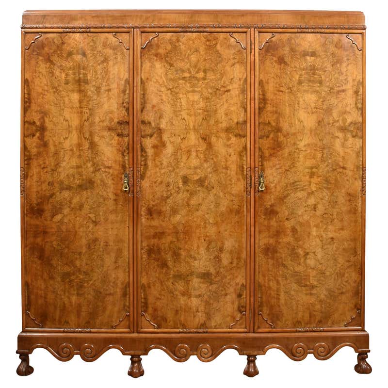 Large Antique Scottish Victorian Three-Door Walnut Armoire, Wardrobe ...