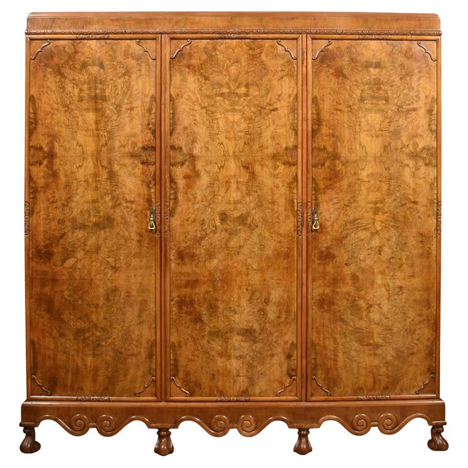 Large Antique Scottish Victorian Three-Door Walnut Armoire, Wardrobe ...