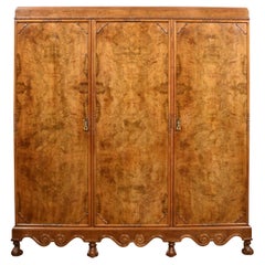 Walnut Three Door Compactum Wardrobe