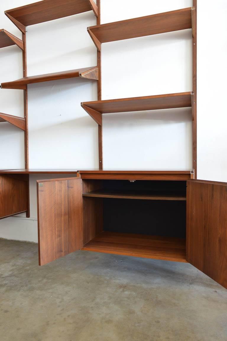 Walnut Three-Section Wall Unit by Barzilay, circa 1970 In Excellent Condition In Costa Mesa, CA