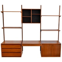 Walnut Three-Section Wall Unit by Barzilay, circa 1970