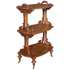 Antique Walnut Three-Tier Drinks Trolley