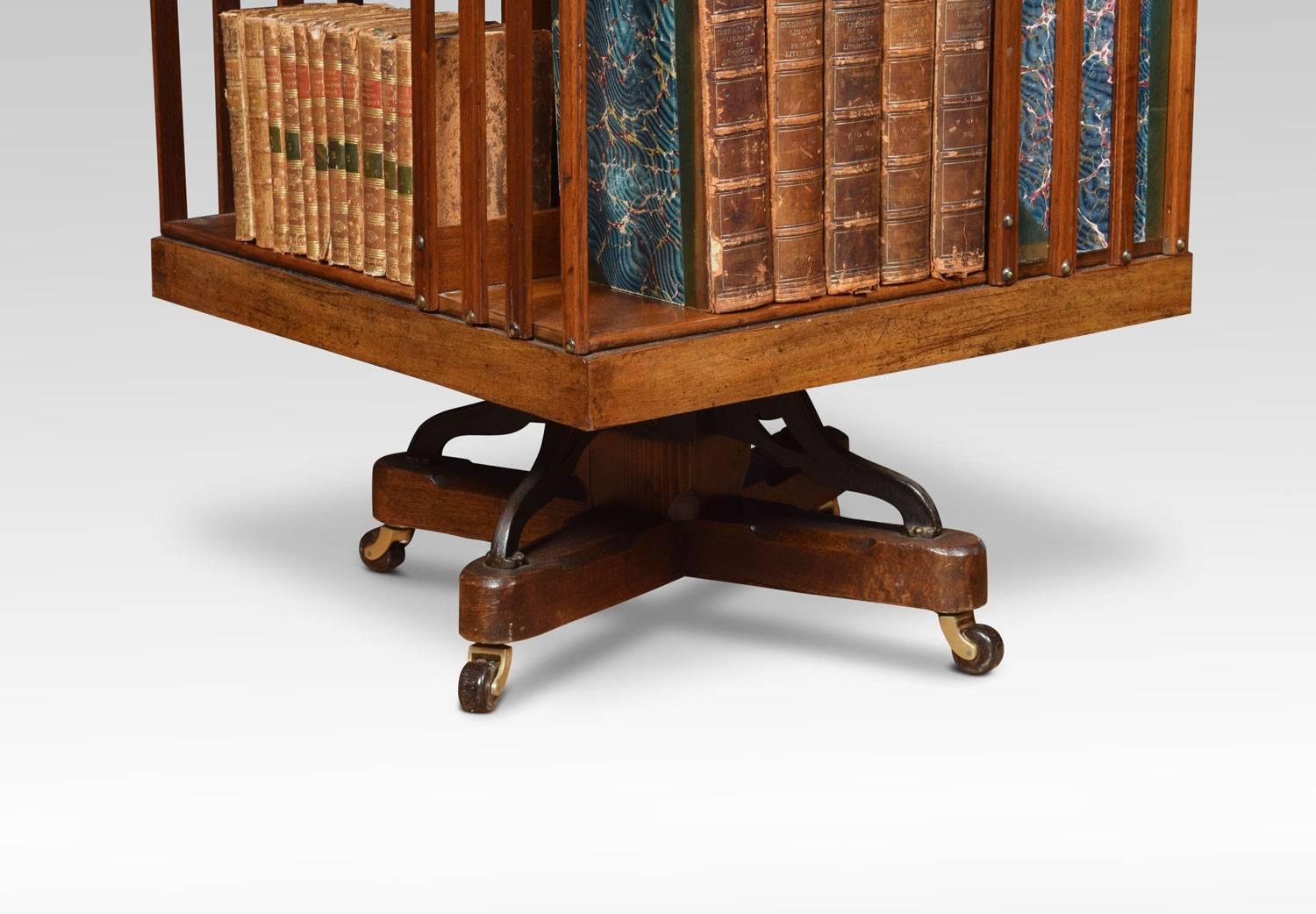 British Walnut Three-Tier Revolving Bookcase
