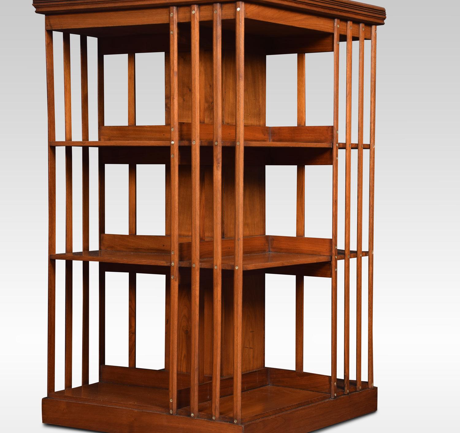 20th Century Walnut Three-Tier Revolving Bookcase