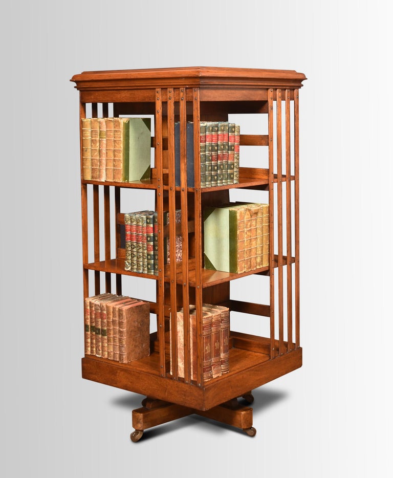 Walnut Three Tier Revolving Bookcase For Sale at 1stDibs