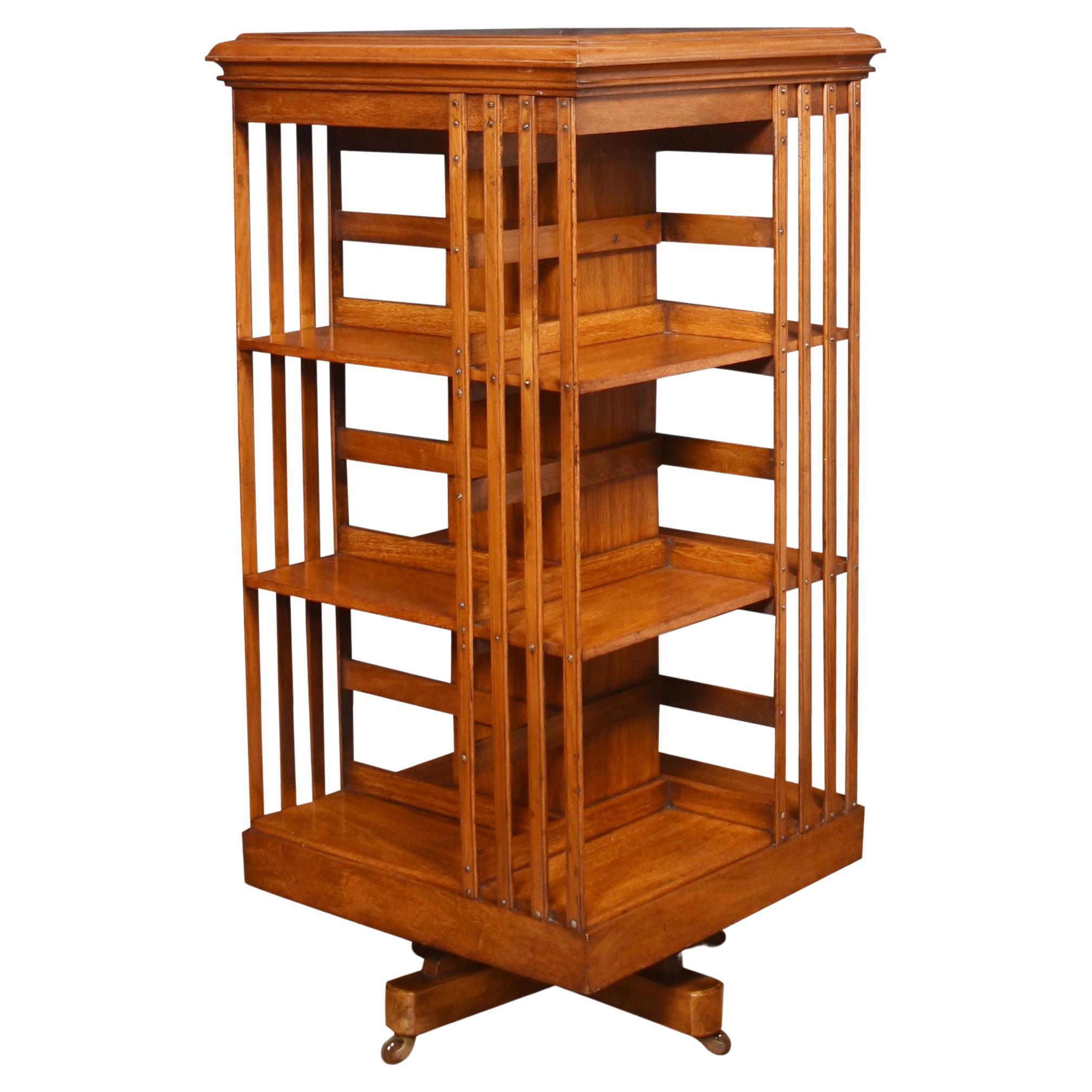 Walnut Three Tier Revolving Bookcase