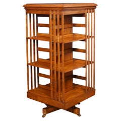 Walnut Three Tier Revolving Bookcase