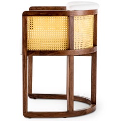 Walnut Timber, Rattan, Linen Livingston Dining Room Chair