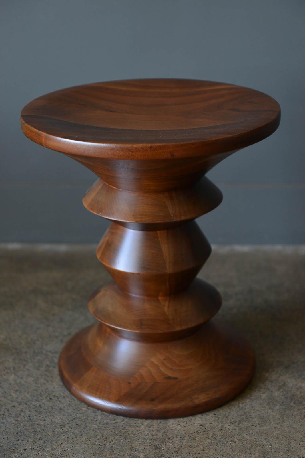 Early Charles Eames Time Life Stool Model C. Beautiful walnut parquet in excellent original condition, this piece was purchased from the original owner who was a corporate executive in Los Angeles for Knoll for 35+ years. Beautiful walnut grain and