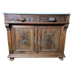 Walnut toilet table with carved decoration