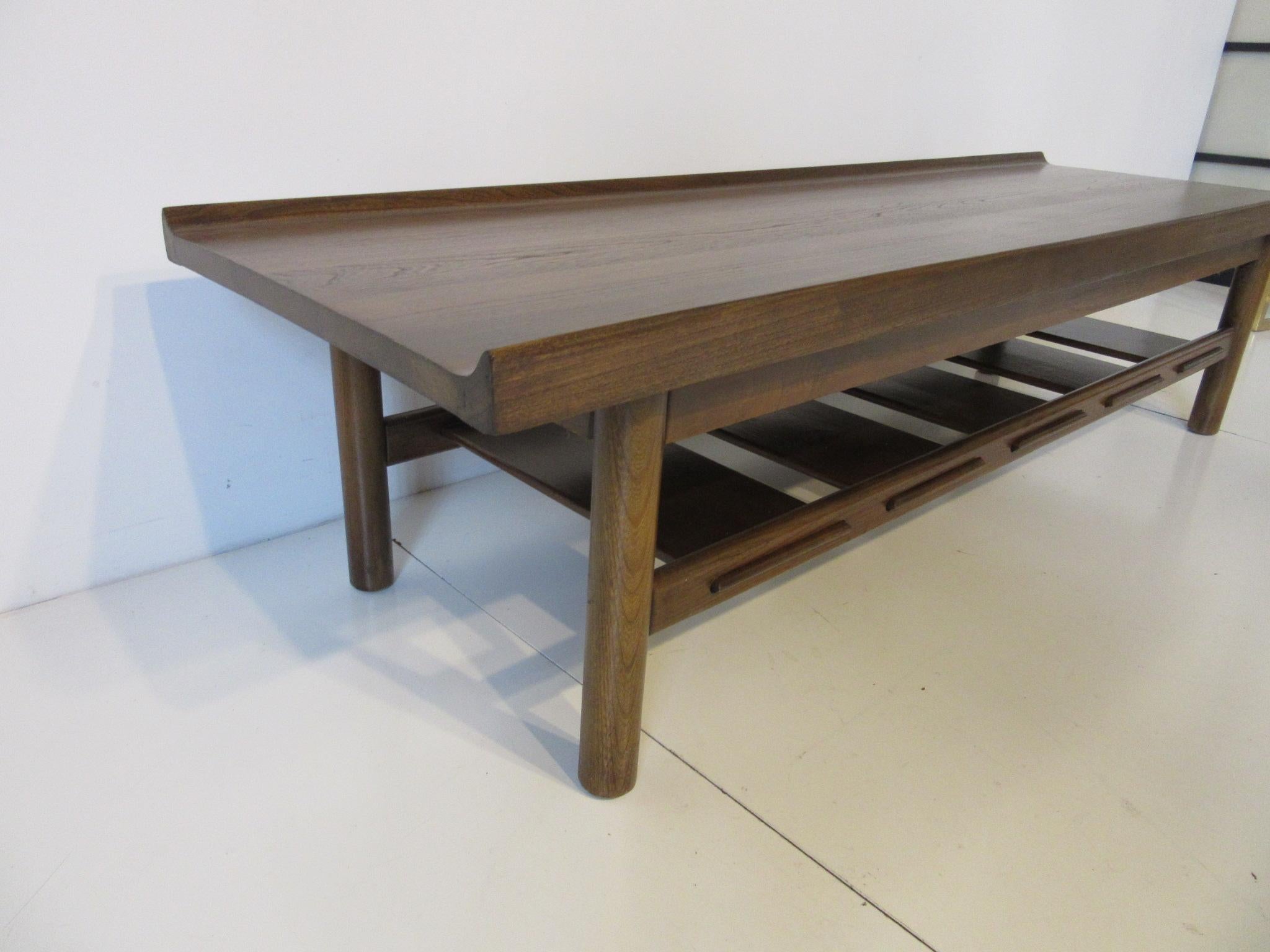American Walnut Toned Coffee Table by Lawrence Peabody for Craft Associates 