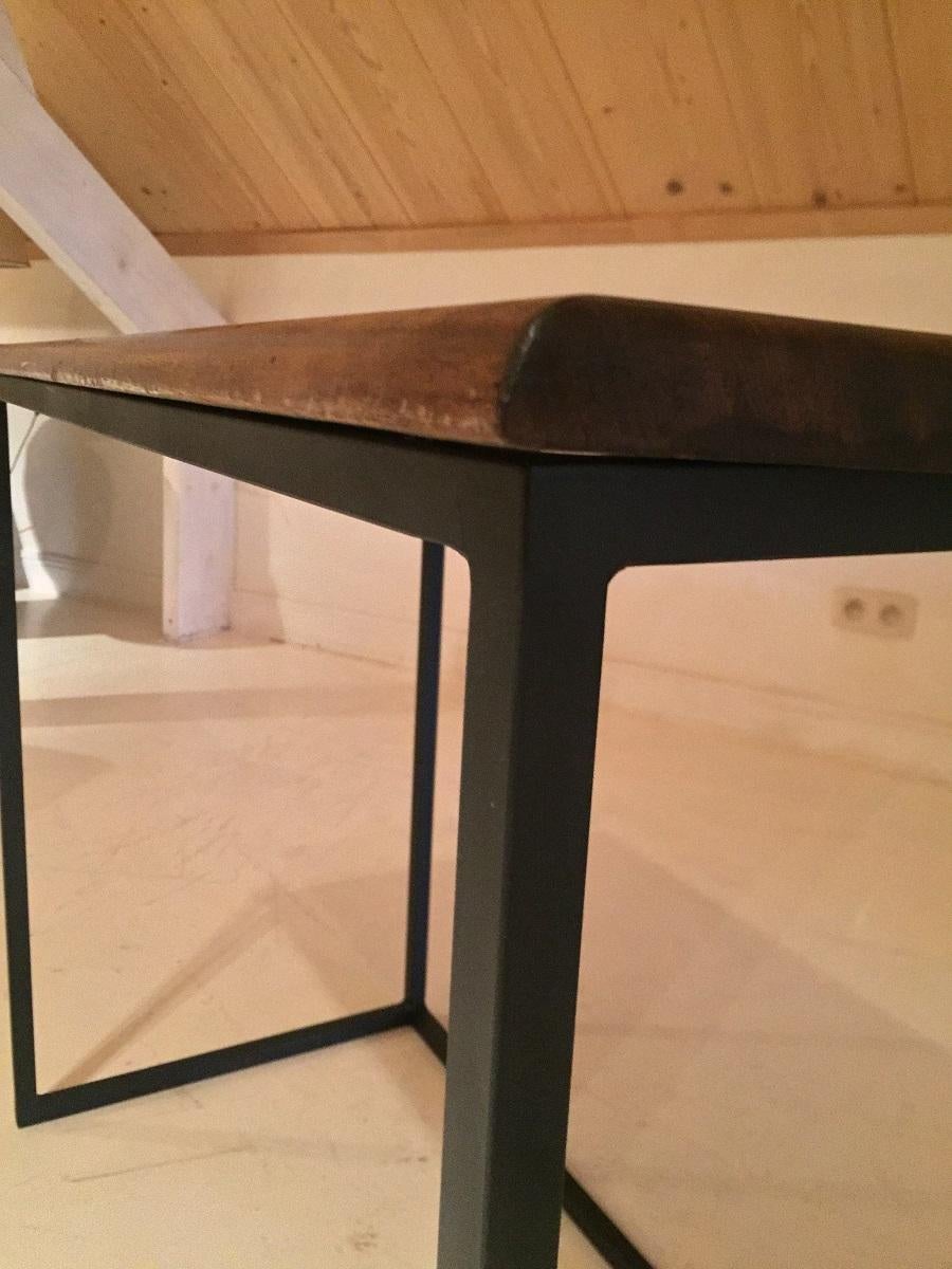 Walnut Top Iron Table For Sale 5