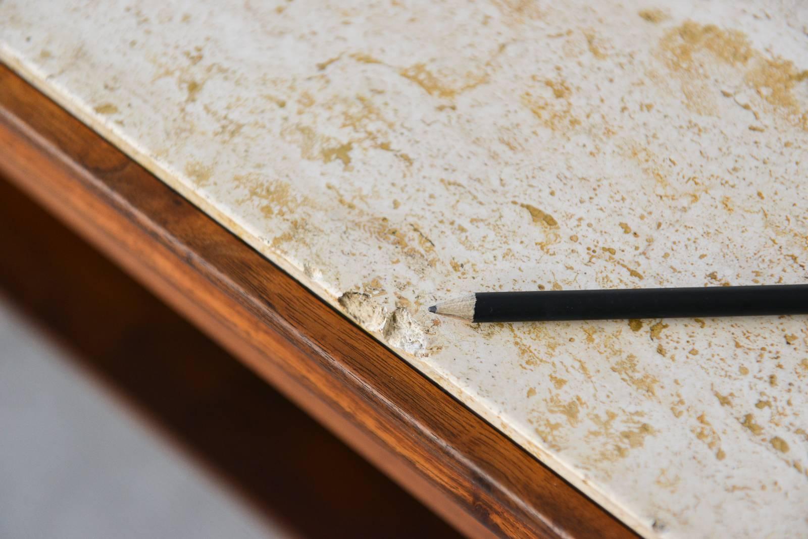 Walnut, Travertine and Cane Coffee Table by Gerry Zanck, circa 1957 4