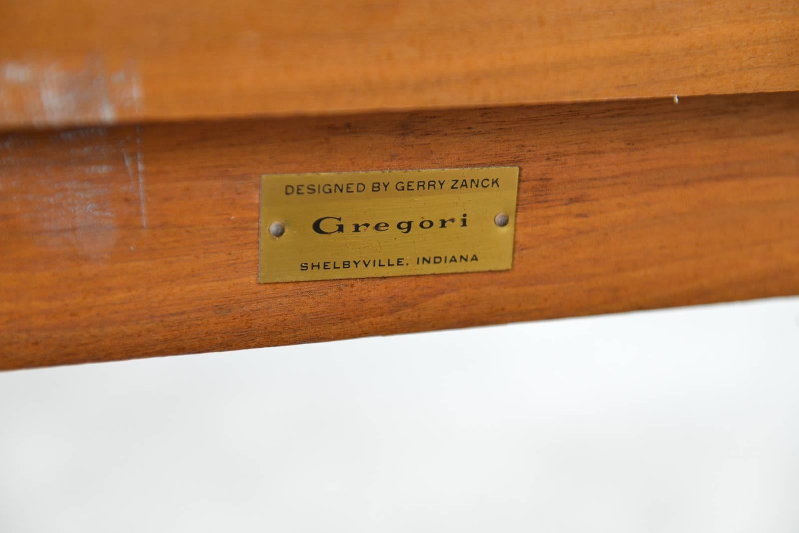 Mid-20th Century Walnut, Travertine and Cane Coffee Table by Gerry Zanck, circa 1957