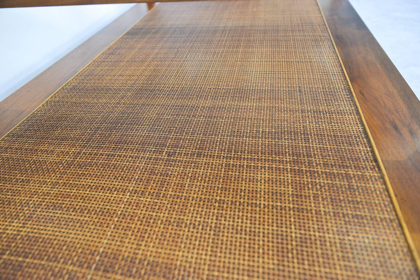 Walnut, Travertine and Cane Coffee Table by Gerry Zanck, circa 1957 1