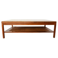 Walnut, Travertine and Cane Coffee Table by Gerry Zanck, circa 1957