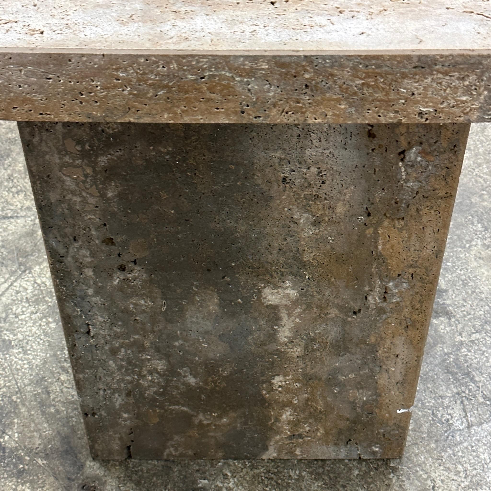 Late 20th Century Walnut Travertine Console Table by Stone International For Sale