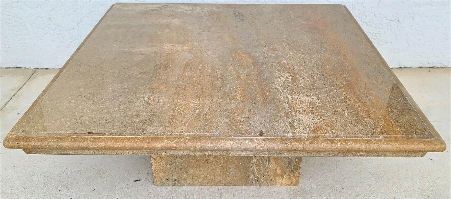Mid-Century Modern Walnut Travertine Marble Cocktail Coffee Center Table For Sale