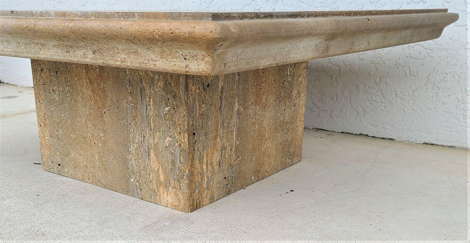 Walnut Travertine Marble Cocktail Coffee Center Table For Sale 1