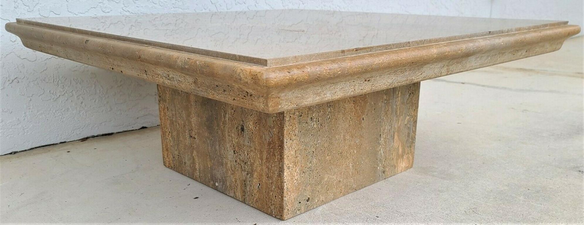 Walnut Travertine Marble Cocktail Coffee Center Table For Sale 3