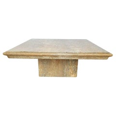 Walnut Travertine Marble Cocktail Coffee Center Table