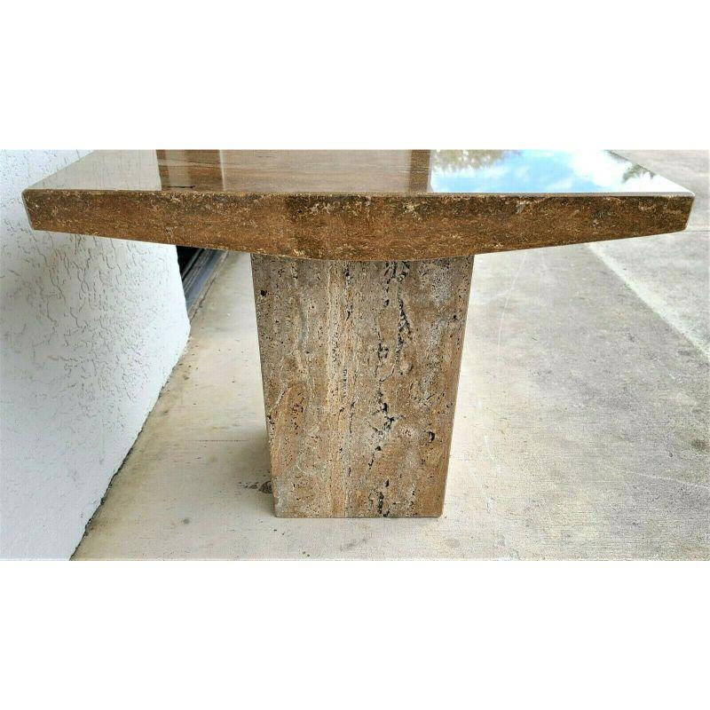 Late 20th Century Walnut Travertine Marble Side End Table by Stone International For Sale
