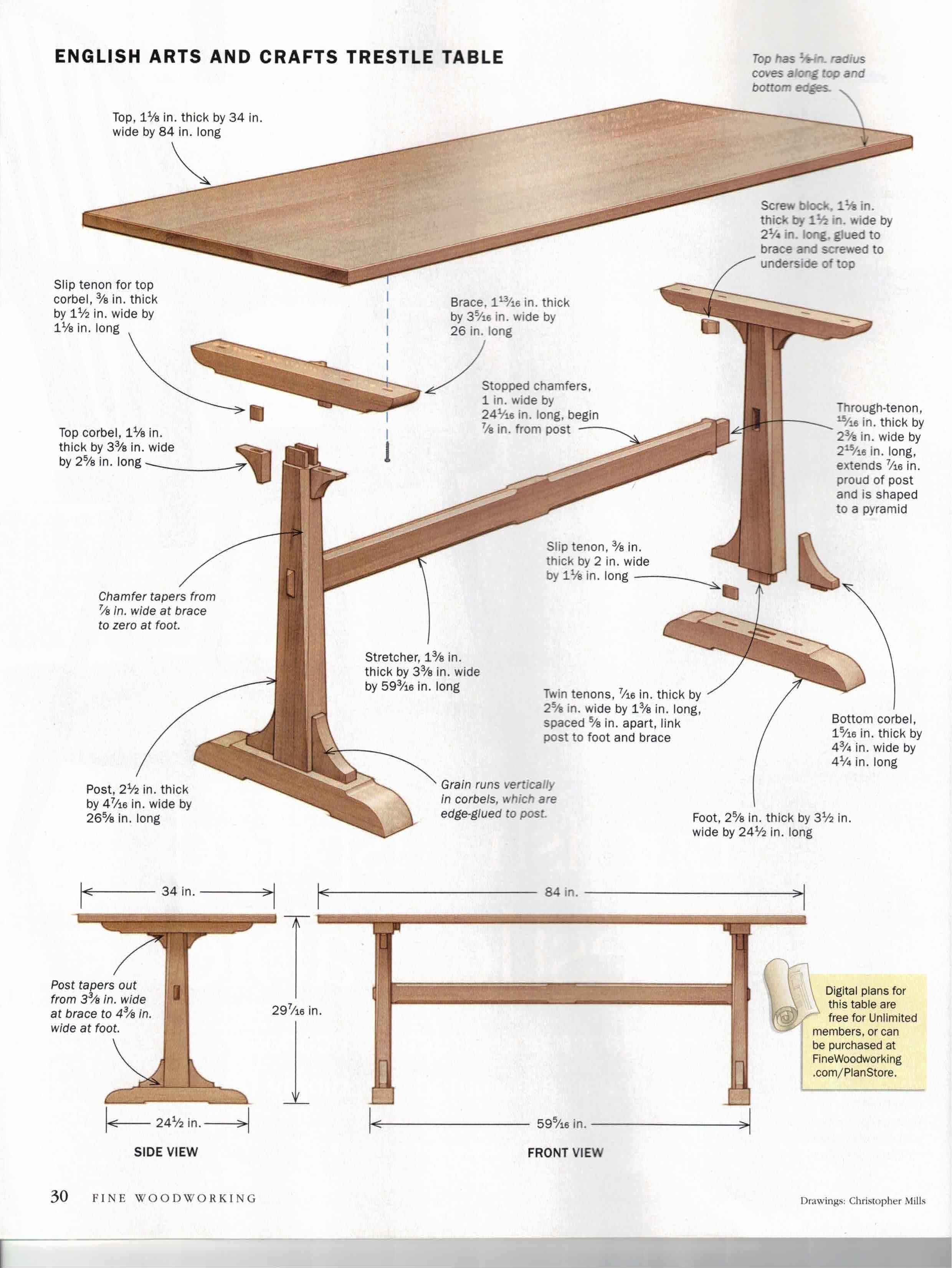 Walnut Trestle Dining Table by Thomas Throop/Black Creek Designs - In Stock For Sale 7