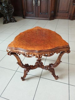 Walnut Triangular Auxiliary Table in Rococo Revival Style