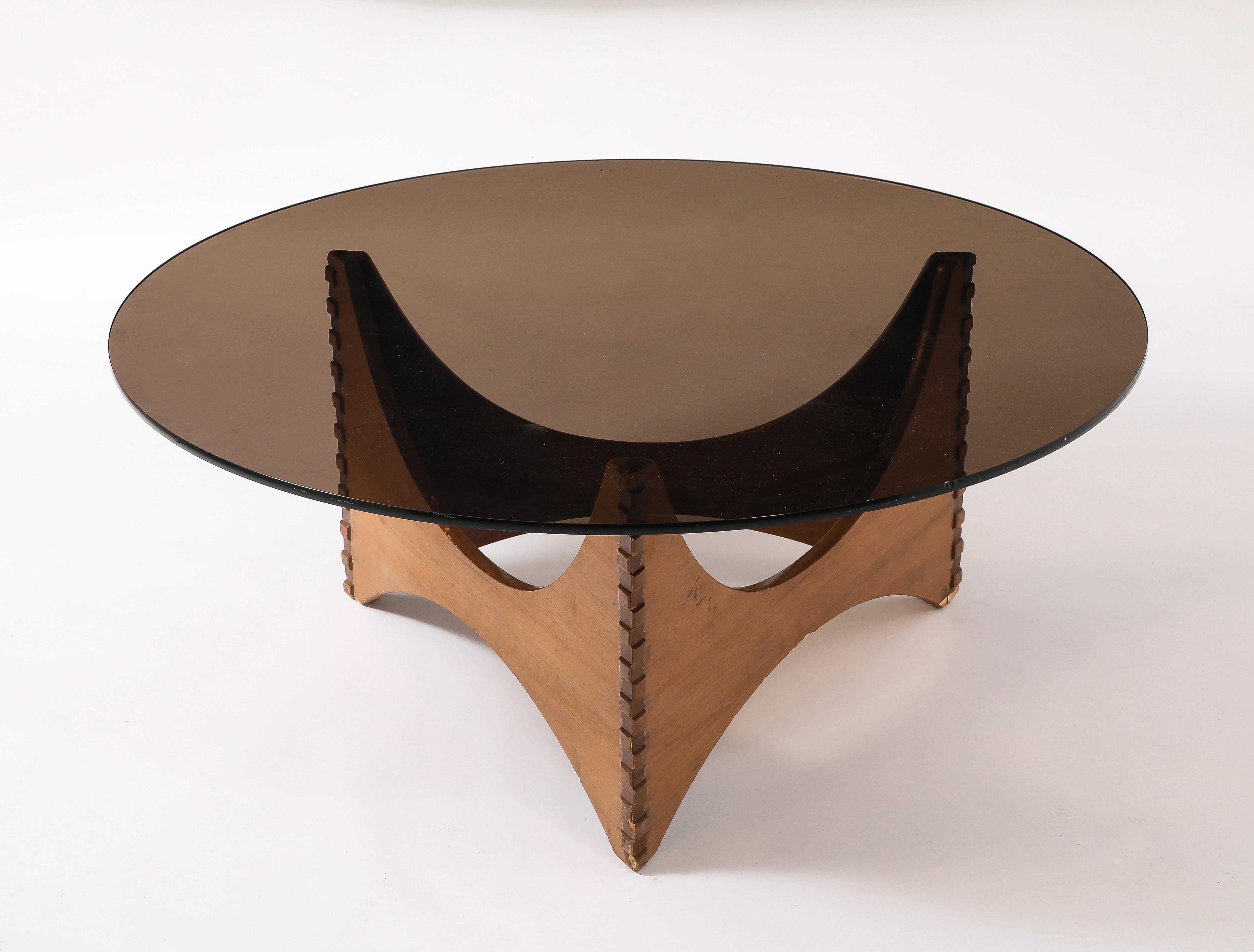 Mid-Century Modern Walnut Trilobed Cocktail Table, France 1950's For Sale