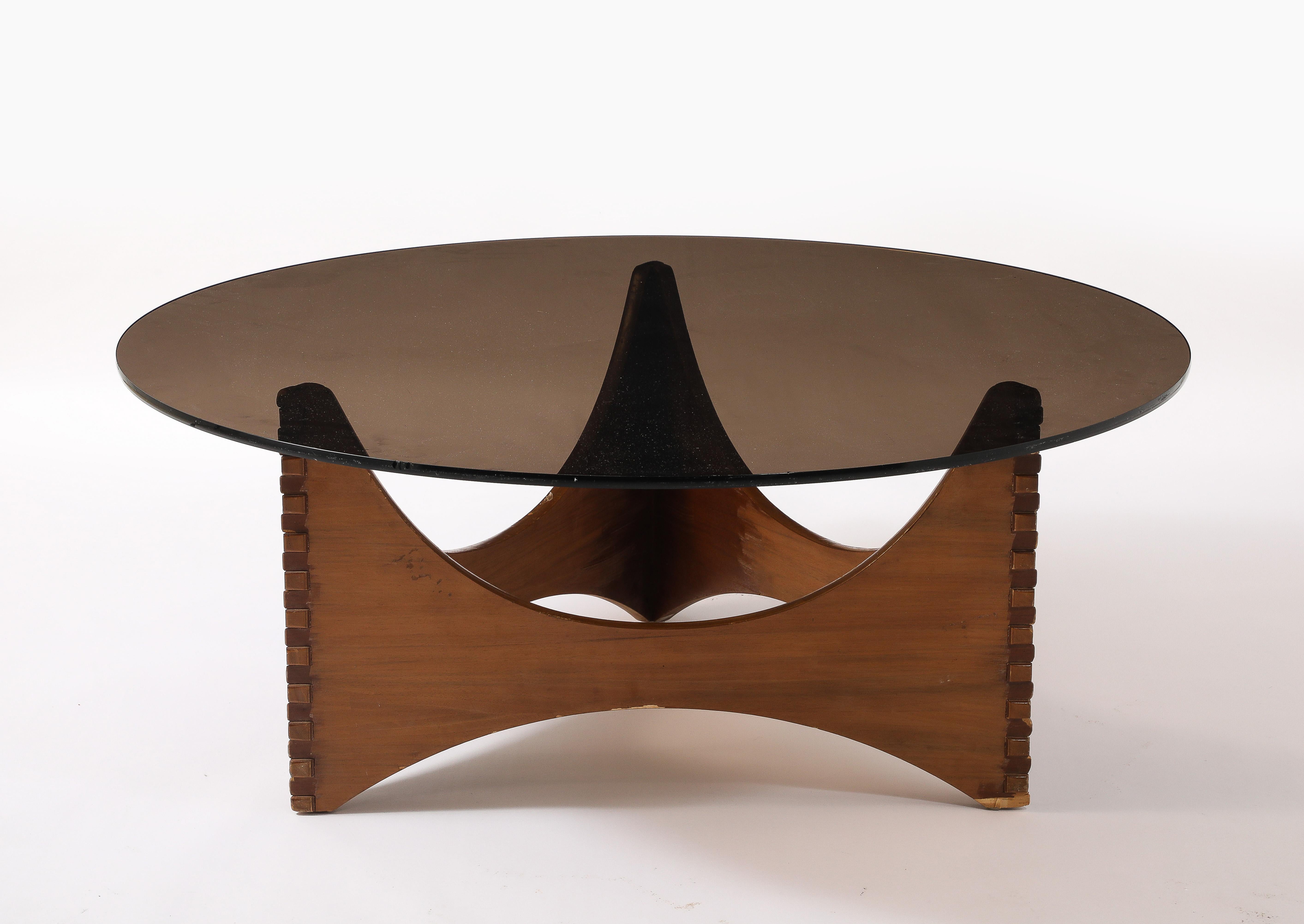 20th Century Walnut Trilobed Cocktail Table, France 1950's For Sale