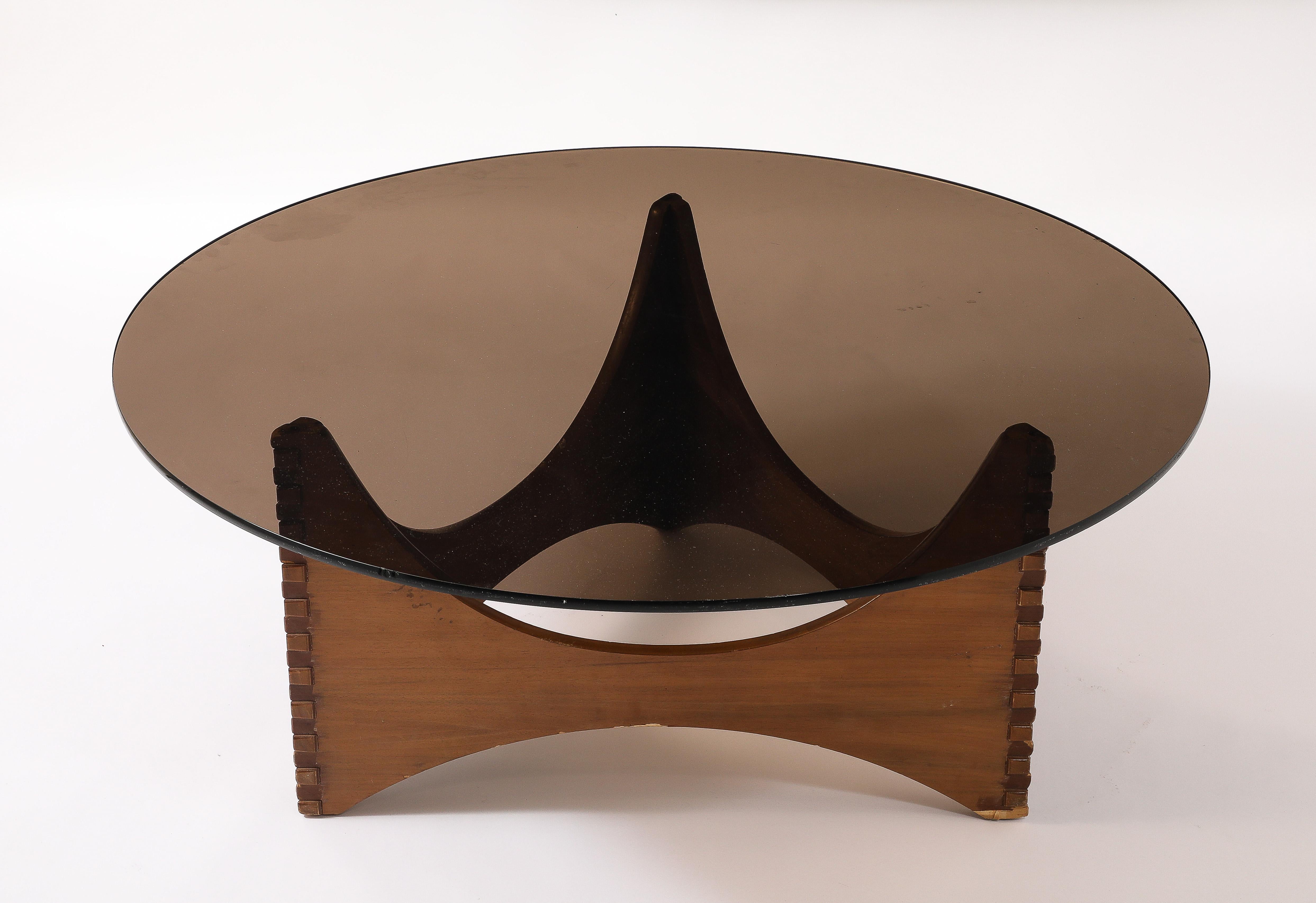 Walnut Trilobed Cocktail Table, France 1950's For Sale 1