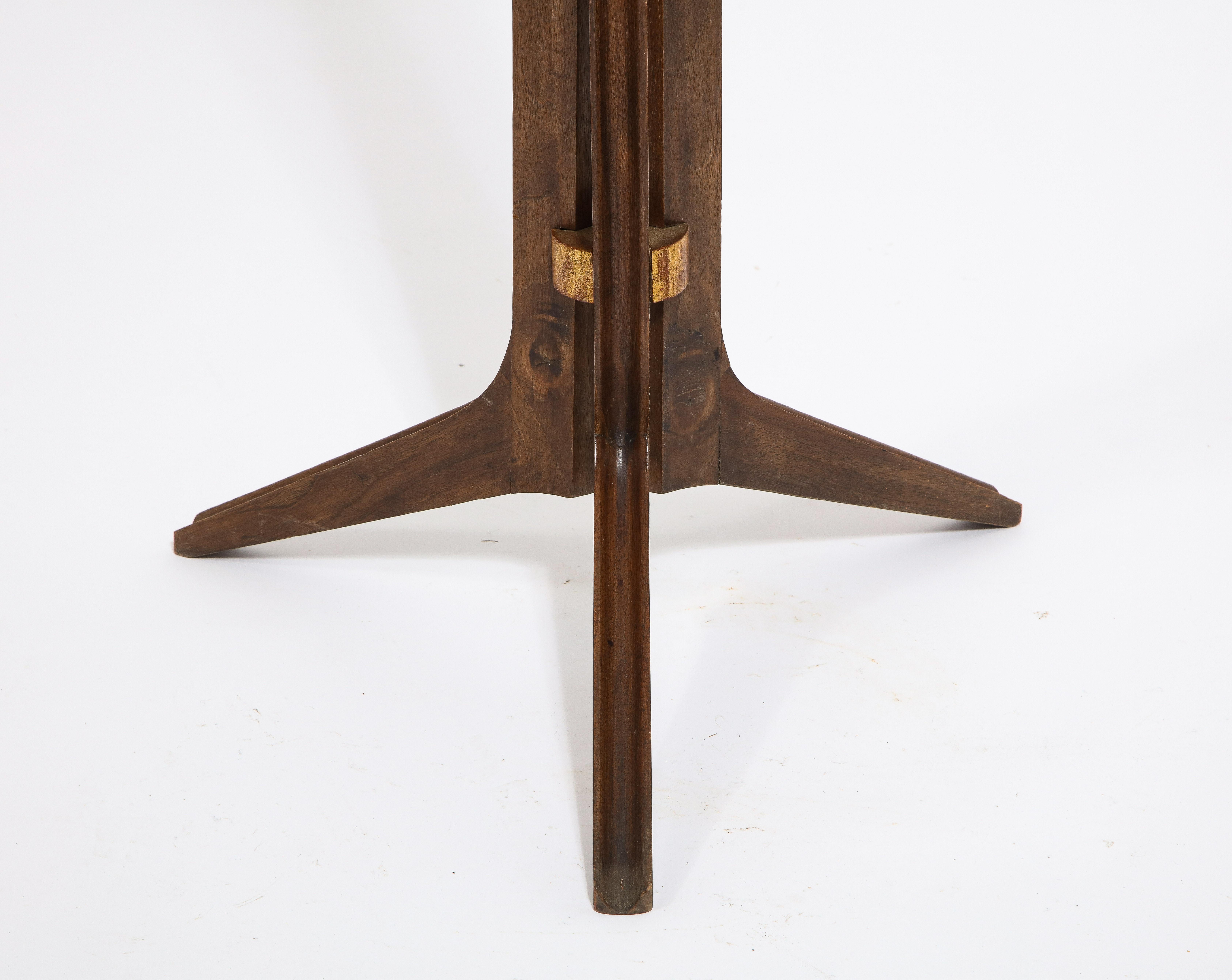 Walnut Tripod Floor Lamp with Gilt Accents, France 1960's  For Sale 1