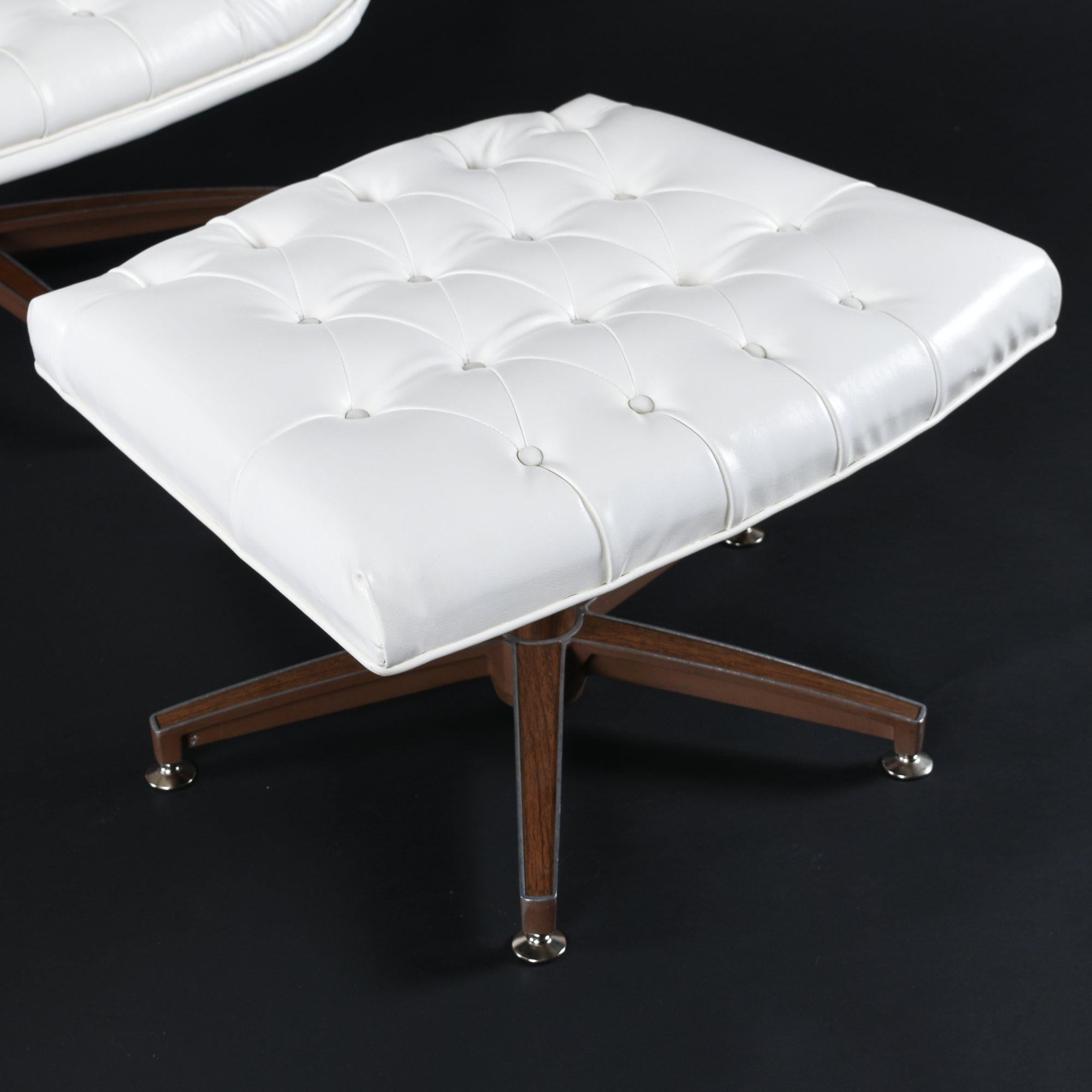 American Walnut Tufted George Mulhauser Mr. Chair & Ottoman by Plycraft For Sale