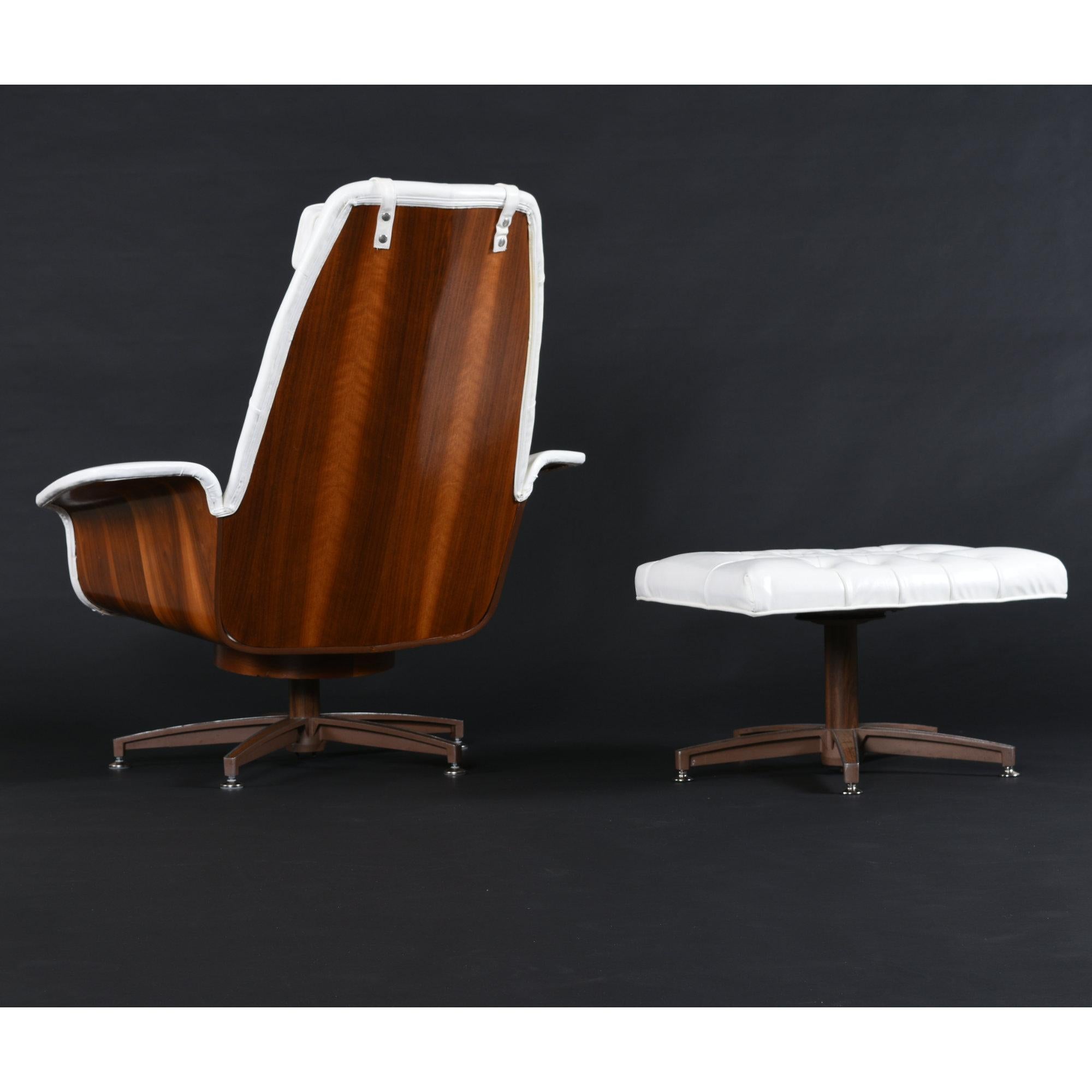 20th Century Walnut Tufted George Mulhauser Mr. Chair & Ottoman by Plycraft For Sale