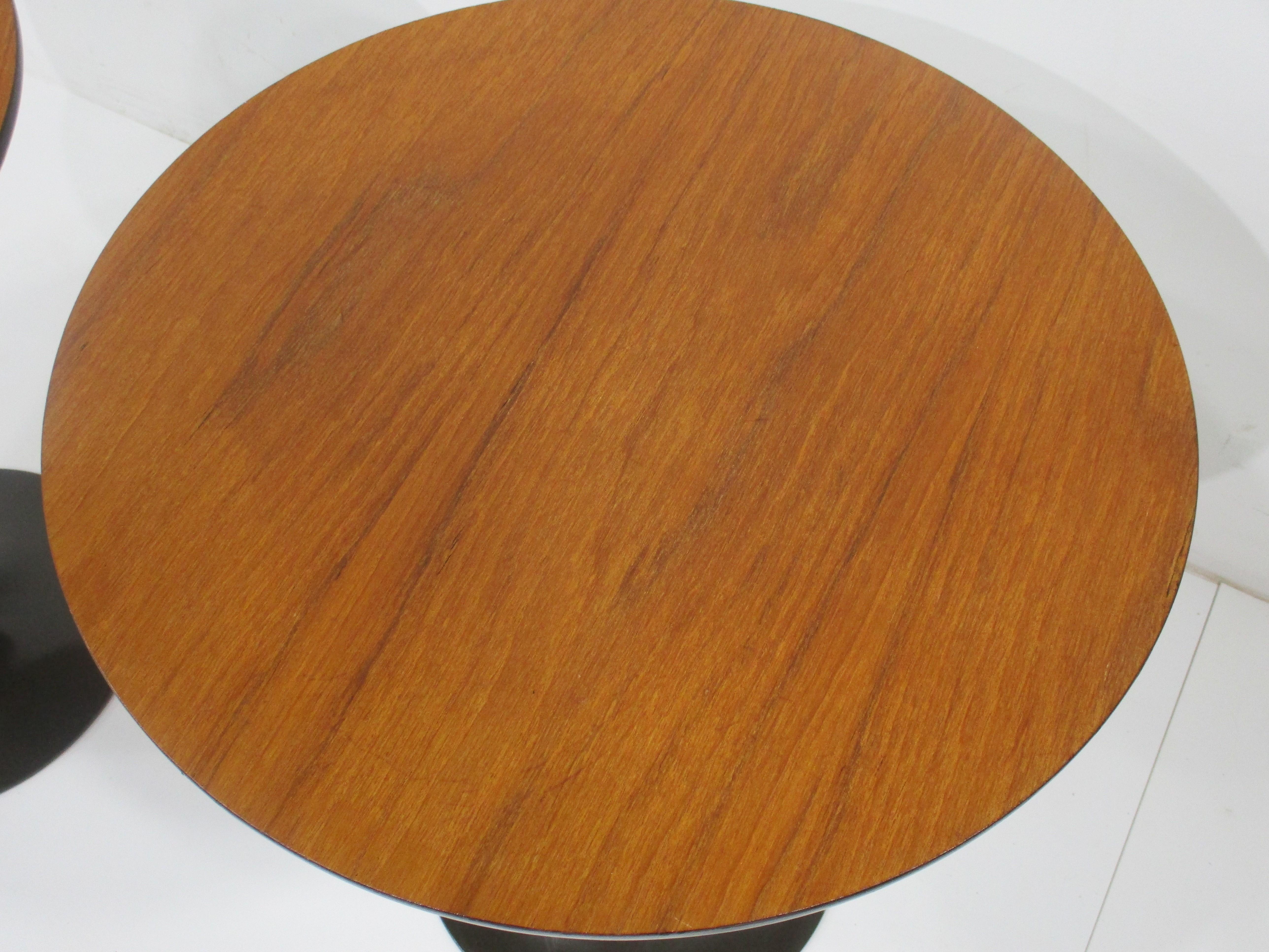 Walnut Tulip Side Tables in the style of Saarinen by Maurice Burke  In Good Condition In Cincinnati, OH